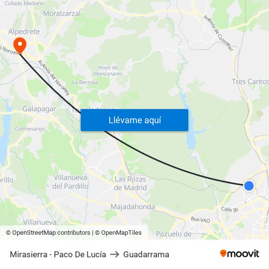 Mirasierra - Paco De Lucía to Guadarrama map