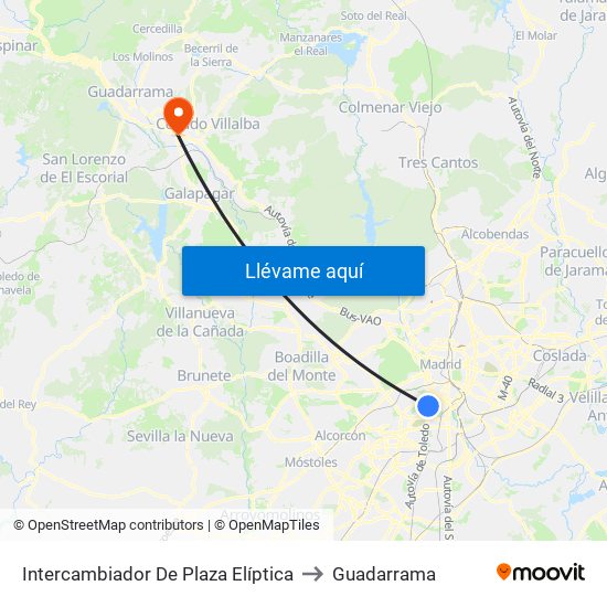 Intercambiador De Plaza Elíptica to Guadarrama map