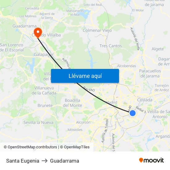 Santa Eugenia to Guadarrama map