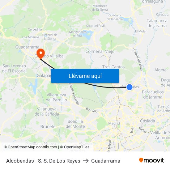 Alcobendas - S. S. De Los Reyes to Guadarrama map