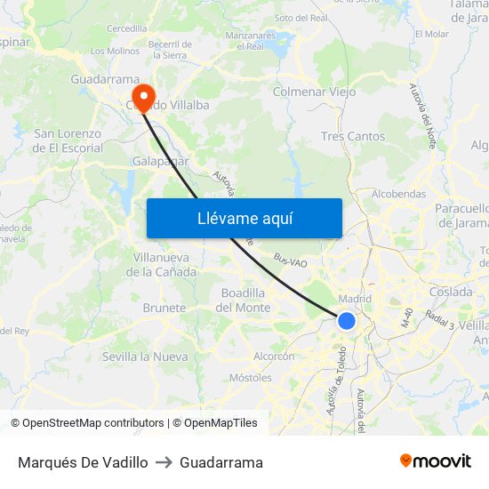 Marqués De Vadillo to Guadarrama map