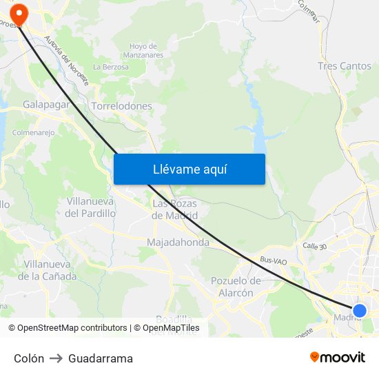 Colón to Guadarrama map