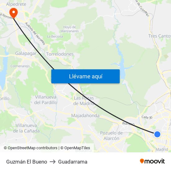Guzmán El Bueno to Guadarrama map
