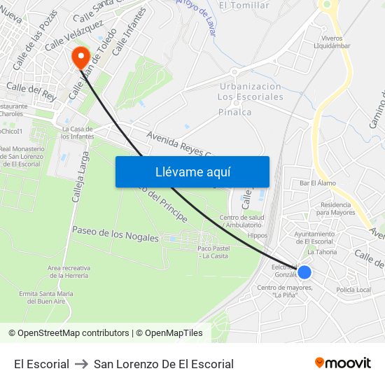 El Escorial to San Lorenzo De El Escorial map