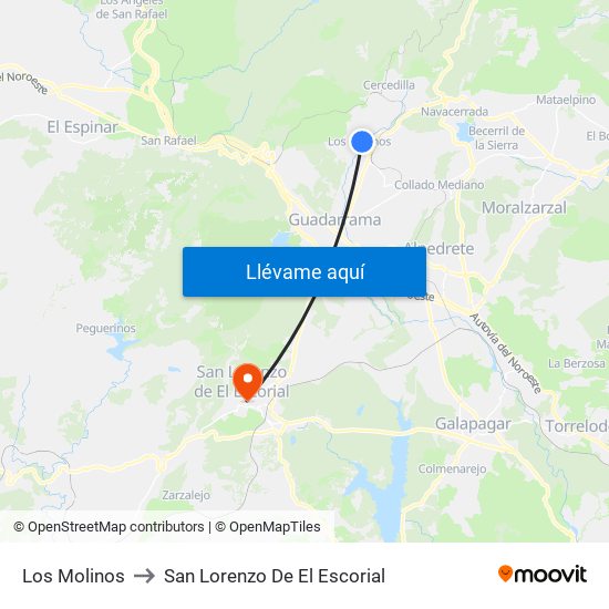 Los Molinos to San Lorenzo De El Escorial map