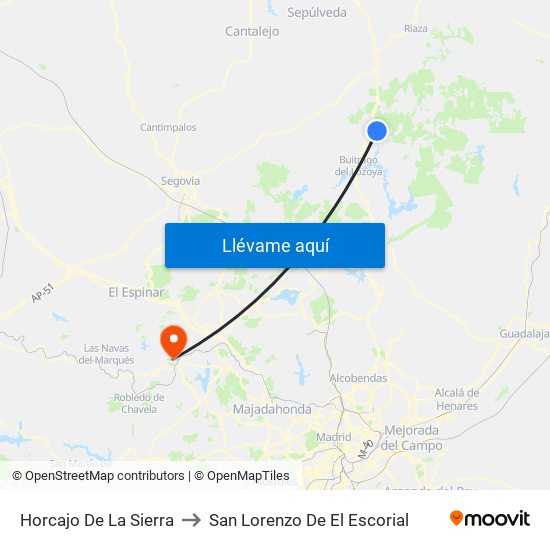 Horcajo De La Sierra to San Lorenzo De El Escorial map