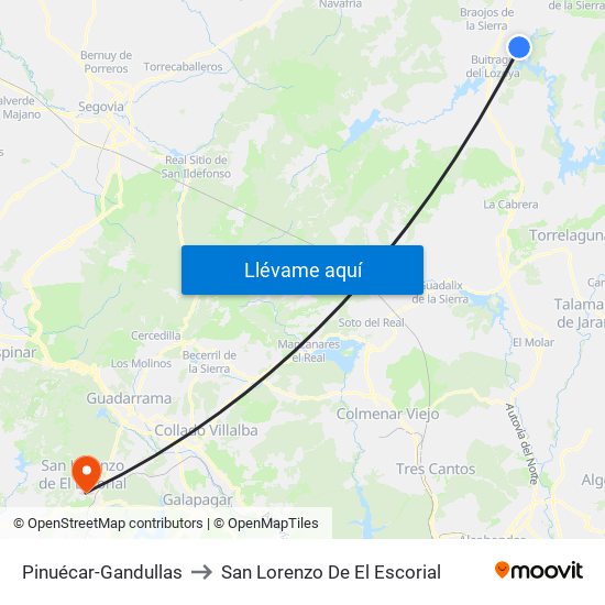 Pinuécar-Gandullas to San Lorenzo De El Escorial map