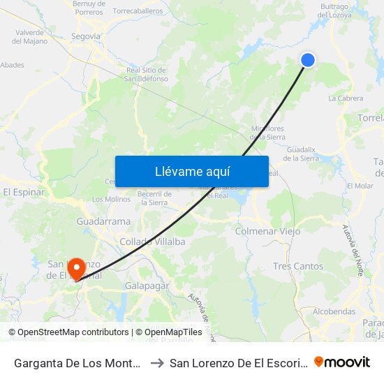 Garganta De Los Montes to San Lorenzo De El Escorial map