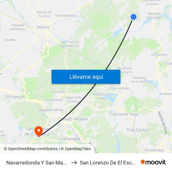 Navarredonda Y San Mamés to San Lorenzo De El Escorial map