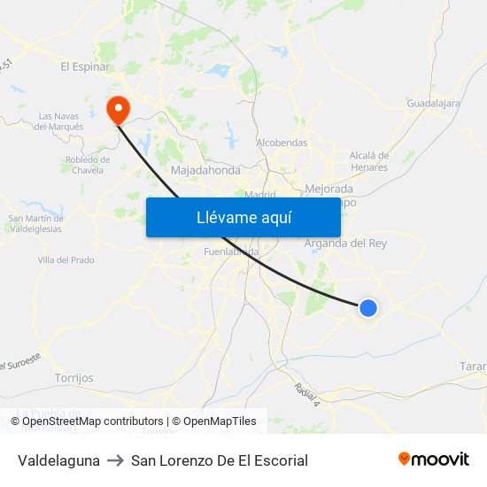 Valdelaguna to San Lorenzo De El Escorial map