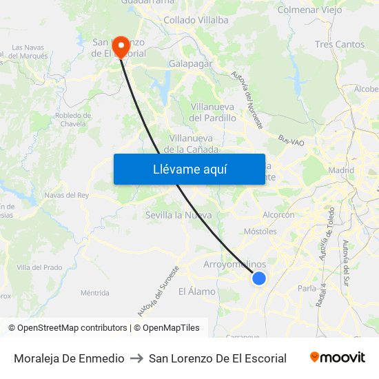 Moraleja De Enmedio to San Lorenzo De El Escorial map