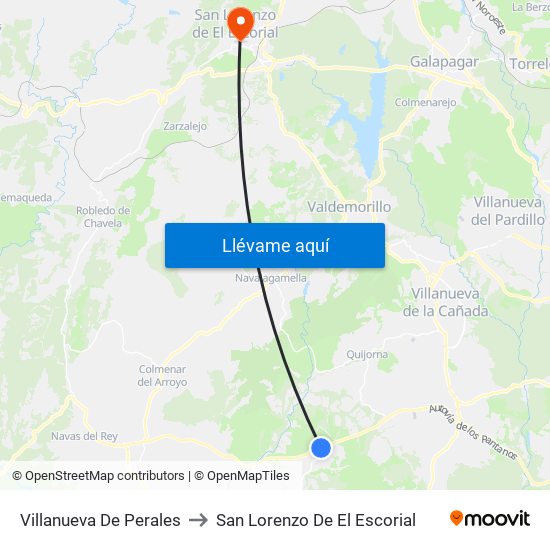 Villanueva De Perales to San Lorenzo De El Escorial map