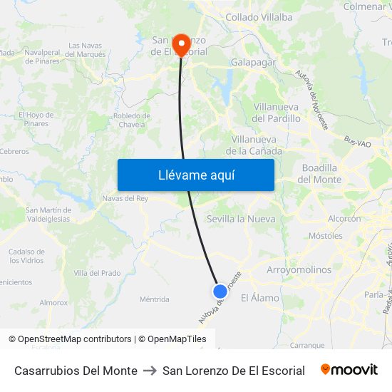 Casarrubios Del Monte to San Lorenzo De El Escorial map