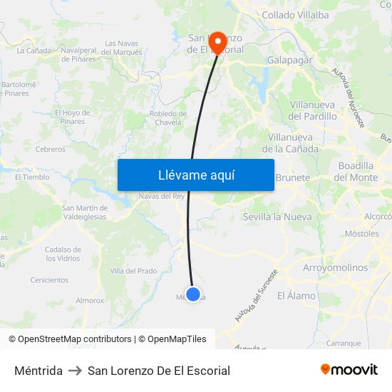 Méntrida to San Lorenzo De El Escorial map