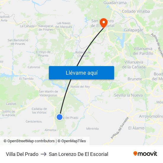 Villa Del Prado to San Lorenzo De El Escorial map