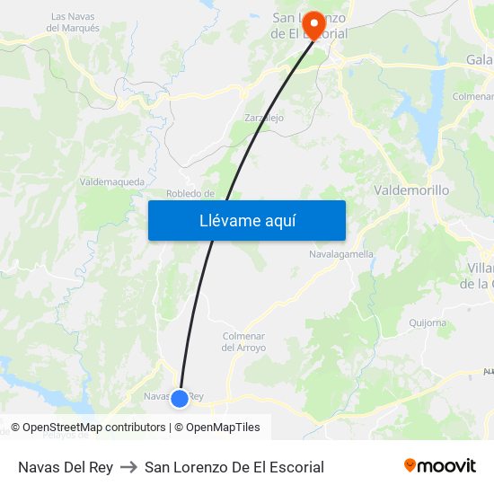 Navas Del Rey to San Lorenzo De El Escorial map