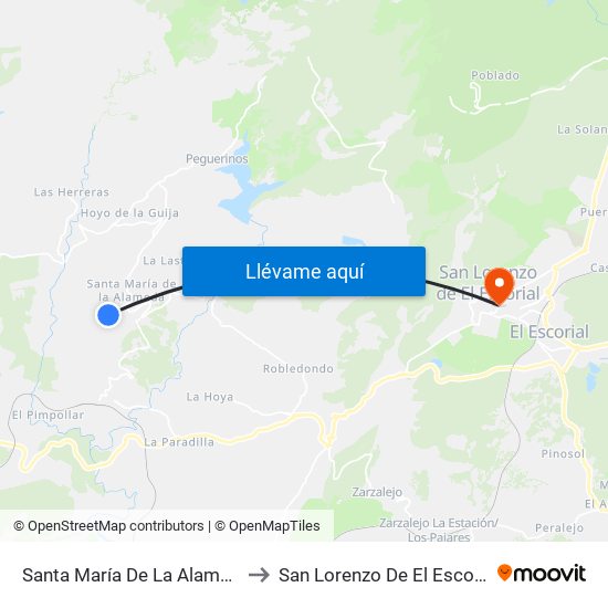 Santa María De La Alameda to San Lorenzo De El Escorial map