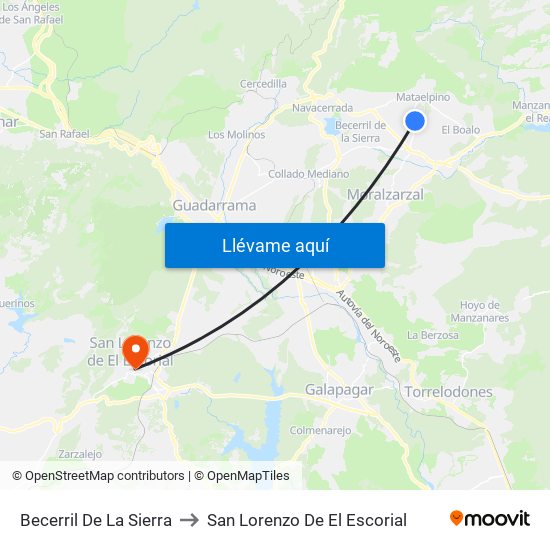 Becerril De La Sierra to San Lorenzo De El Escorial map