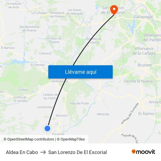 Aldea En Cabo to San Lorenzo De El Escorial map