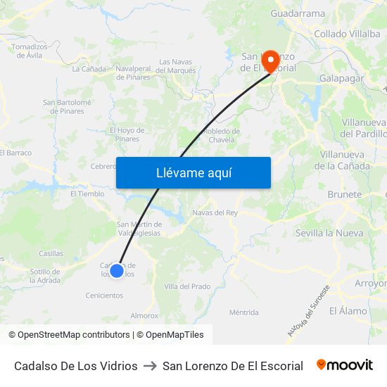 Cadalso De Los Vidrios to San Lorenzo De El Escorial map