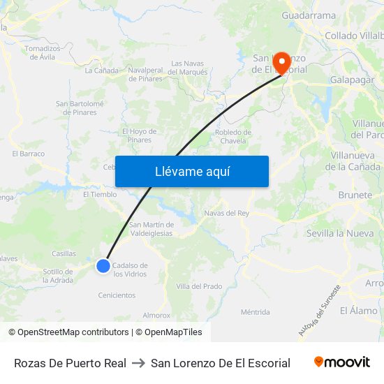 Rozas De Puerto Real to San Lorenzo De El Escorial map