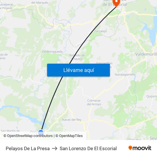 Pelayos De La Presa to San Lorenzo De El Escorial map