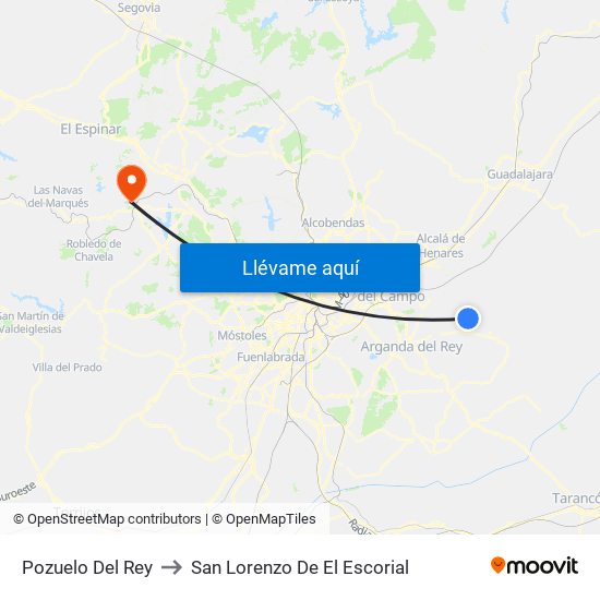 Pozuelo Del Rey to San Lorenzo De El Escorial map