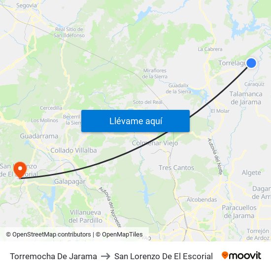 Torremocha De Jarama to San Lorenzo De El Escorial map