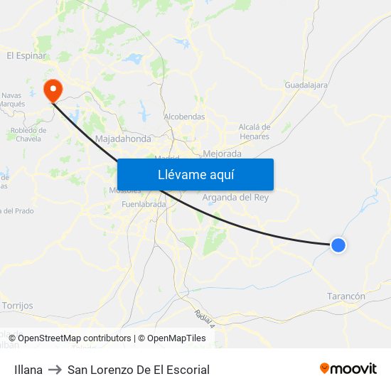 Illana to San Lorenzo De El Escorial map
