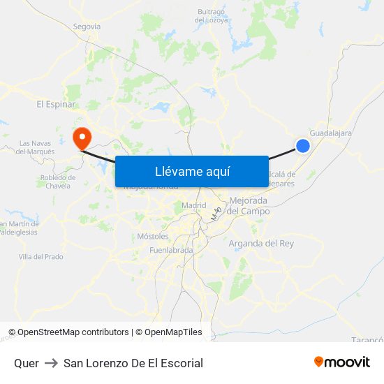 Quer to San Lorenzo De El Escorial map