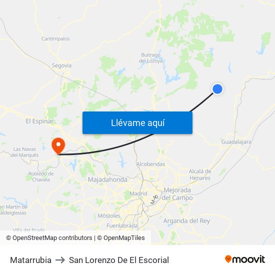 Matarrubia to San Lorenzo De El Escorial map