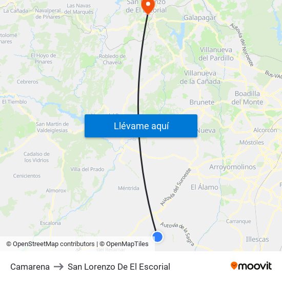 Camarena to San Lorenzo De El Escorial map