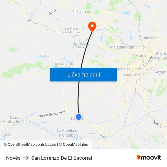 Novés to San Lorenzo De El Escorial map