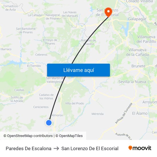 Paredes De Escalona to San Lorenzo De El Escorial map