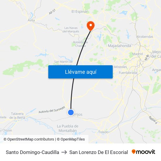 Santo Domingo-Caudilla to San Lorenzo De El Escorial map
