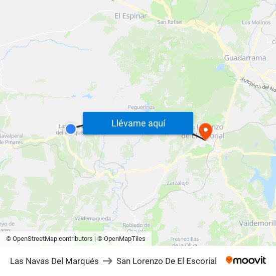 Las Navas Del Marqués to San Lorenzo De El Escorial map