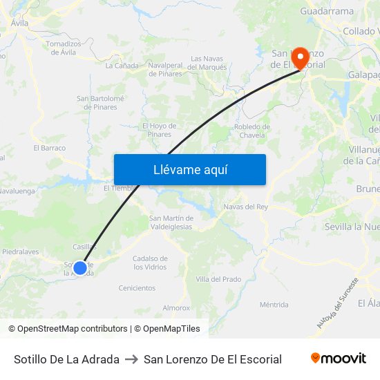 Sotillo De La Adrada to San Lorenzo De El Escorial map