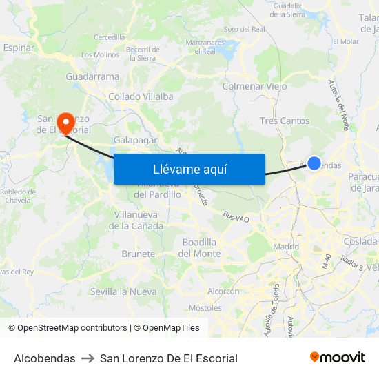 Alcobendas to San Lorenzo De El Escorial map