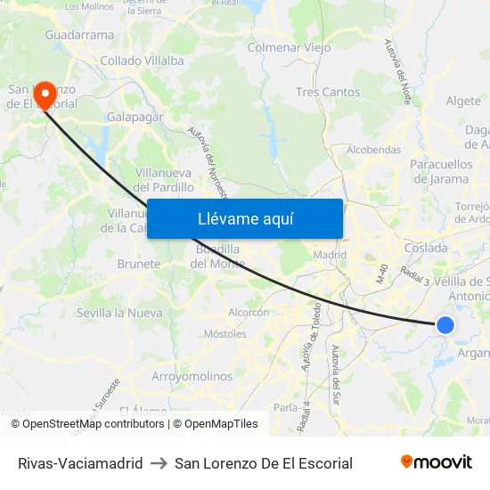 Rivas-Vaciamadrid to San Lorenzo De El Escorial map