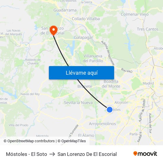 Móstoles - El Soto to San Lorenzo De El Escorial map