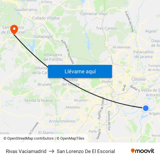 Rivas Vaciamadrid to San Lorenzo De El Escorial map