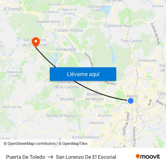 Puerta De Toledo to San Lorenzo De El Escorial map