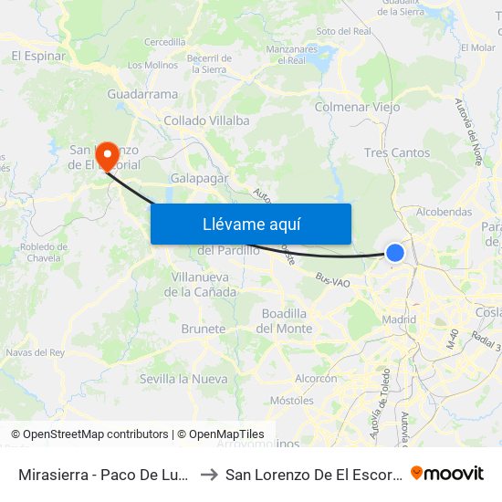 Mirasierra - Paco De Lucía to San Lorenzo De El Escorial map