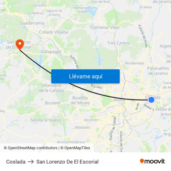 Coslada to San Lorenzo De El Escorial map