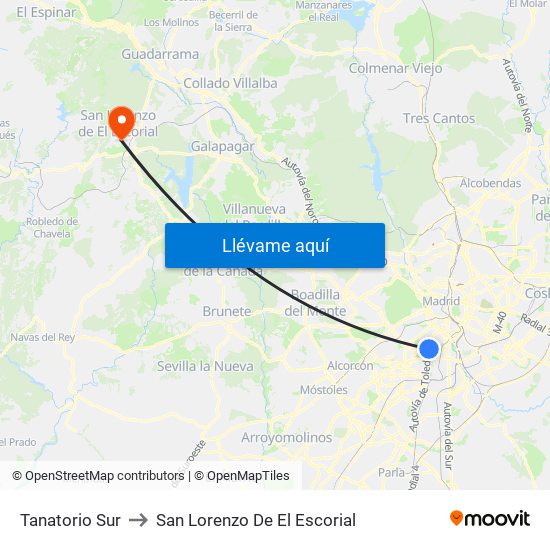 Tanatorio Sur to San Lorenzo De El Escorial map