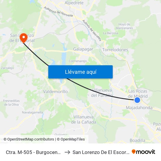 Ctra. M-505 - Burgocentro to San Lorenzo De El Escorial map
