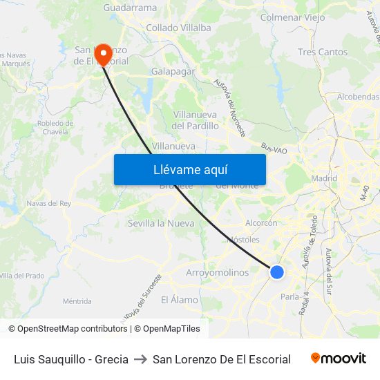 Luis Sauquillo - Grecia to San Lorenzo De El Escorial map