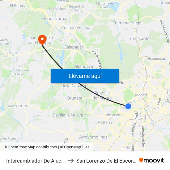 Intercambiador De Aluche to San Lorenzo De El Escorial map