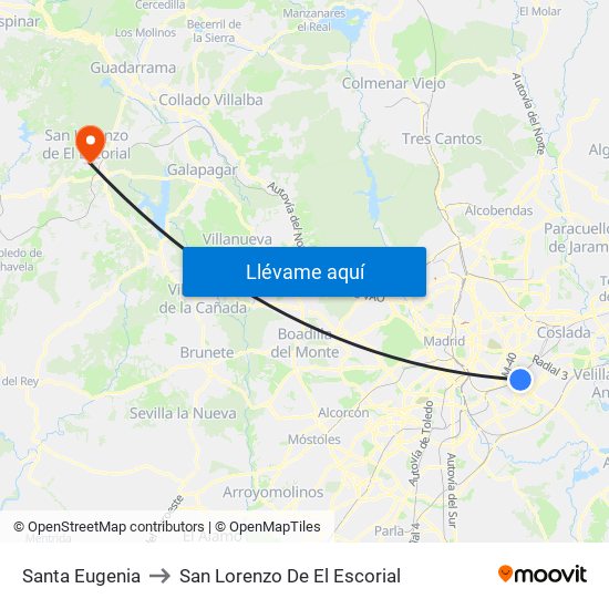 Santa Eugenia to San Lorenzo De El Escorial map