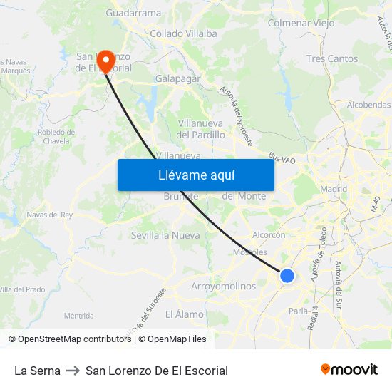 La Serna to San Lorenzo De El Escorial map
